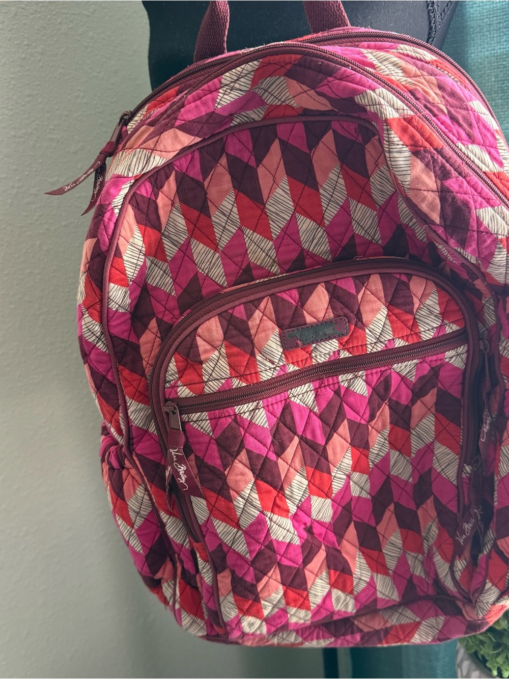 Vera Bradley Pink Multi Quilted Geometric Backpack